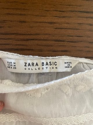 Blusa Zara Blanca Bordada