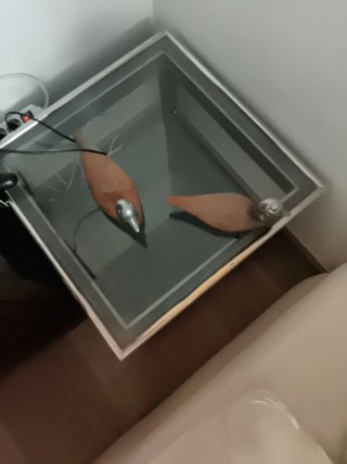 Mesita Valenti cristal y madera