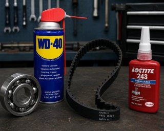 Rodamiento, Correa Gates, WD-40 y Loctite