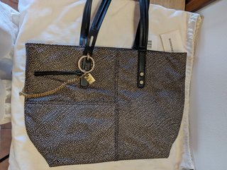 Borsa a spalla Borbonese beige/nera