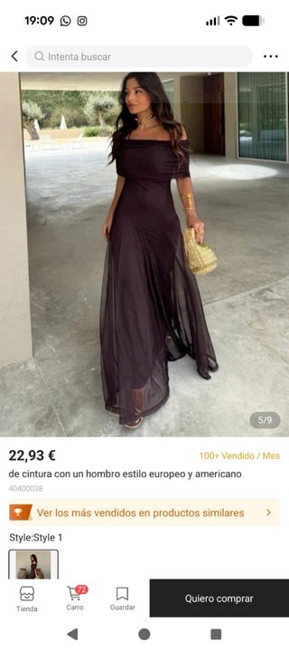 Vestido fiesta marrón talla M sin estrenar