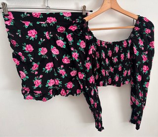 Conjunto floral falda y top mujer