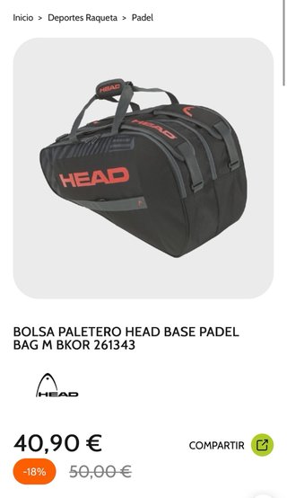 Paletero HEAD Negro y Rojo Nuevo