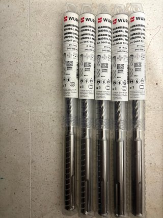 Brocas 4 puntasWÜRTH SDS-Max Quadro-L 14mm (5 uds)