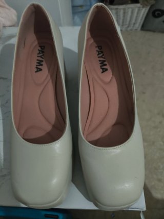 Zapatos PAYMA Beige Tacón Cuadrado