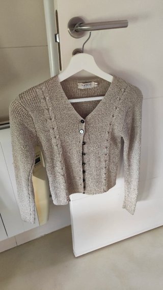 Chaqueta torera punto Mango beige verdoso M