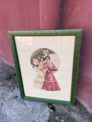 Cuadro de dos mujeres estilo antiguo