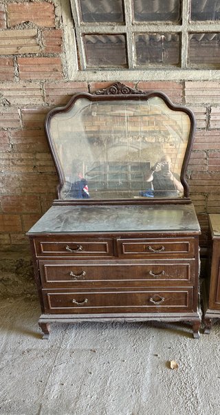 Cómoda tocador antiguo madera con espejo