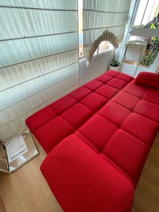 Sofá Cama Rojo 3 Plazas Tela