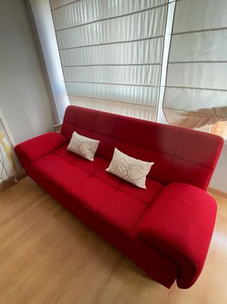 Sofá Cama Rojo 3 Plazas Tela