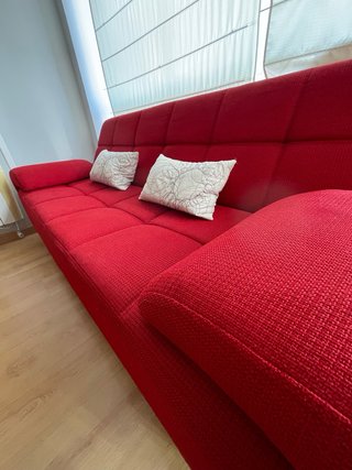 Sofá Cama Rojo 3 Plazas Tela