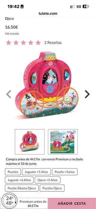 Puzzle Princesa Carruaje Djeco 54 Piezas