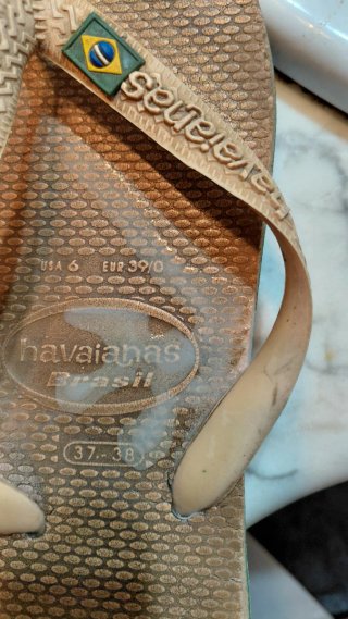 Chanclas Havaianas Talla 37 Brasil Oro Beige