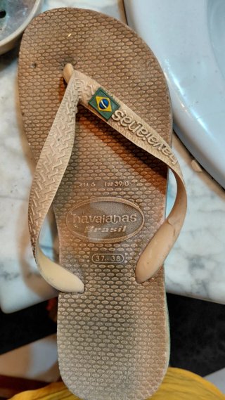 Chanclas Havaianas Talla 37 Brasil Oro Beige