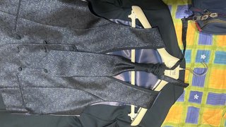 Traje de novio completo negro y azul