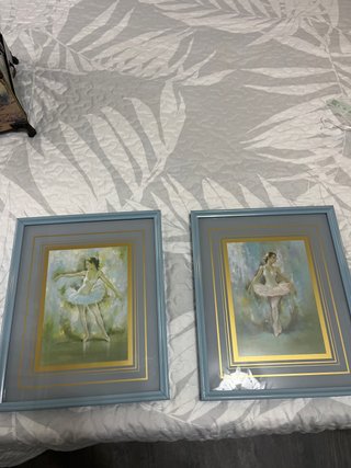 2 Cuadros Bailarinas Azul y Dorado