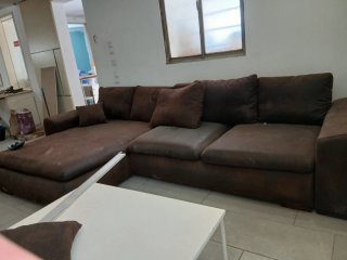Sofá Chaise Longue Marrón Piel