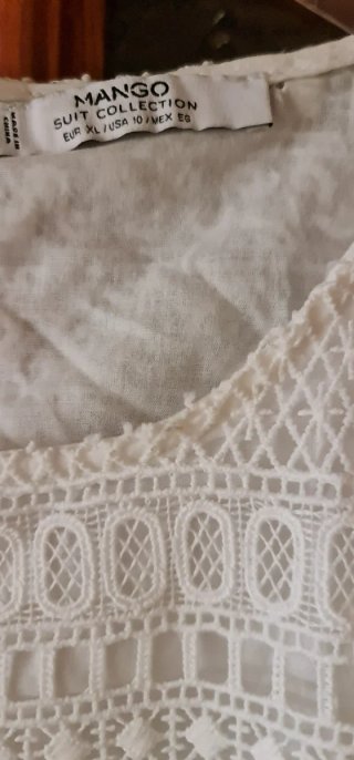 Vestido Ibicenco Mango Talla XL Blanco