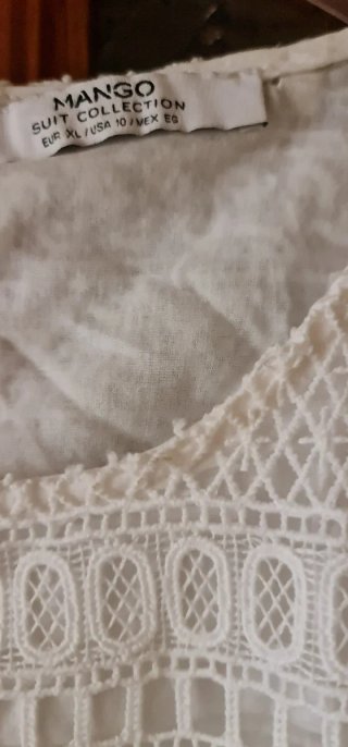 Vestido Ibicenco Mango Talla XL Blanco