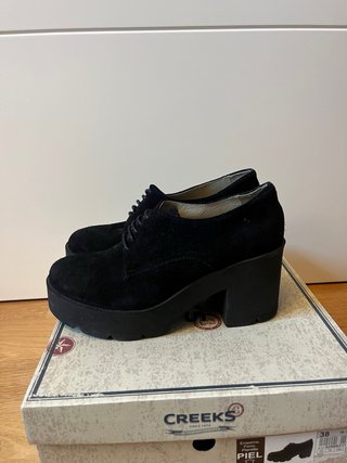 Zapatos Creeks Piel Negros Talla 38 Plataforma
