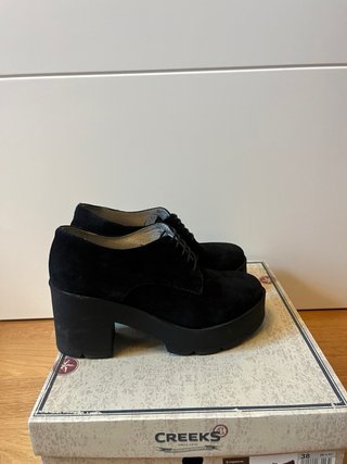 Zapatos Creeks Piel Negros Talla 38 Plataforma
