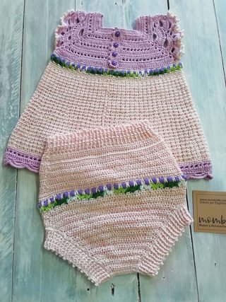 Vestido y braguita a ganchillo para Bebe