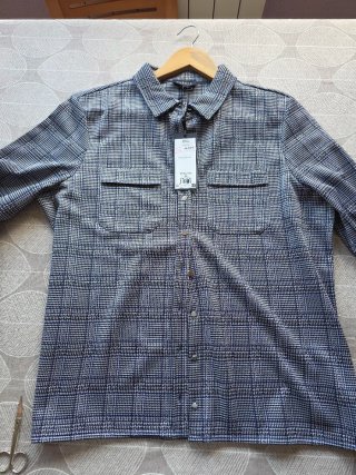 Camisa Caroll XL Cuadros Azul Marino y Gris