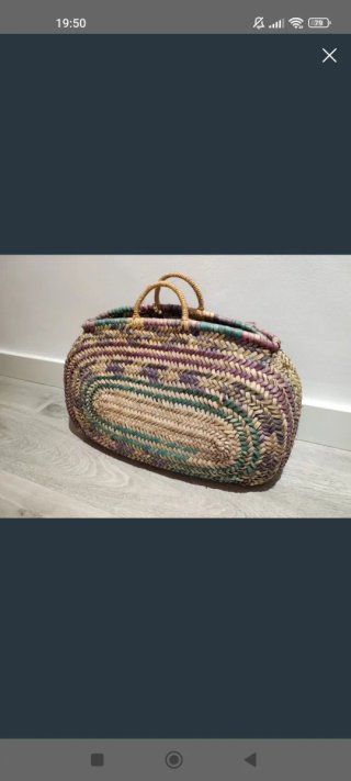 Bolso de mimbre tejido multicolor