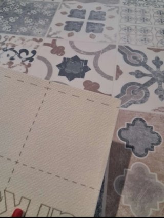 Alfombra PVC Estilo Hidráulico Beige y Gris