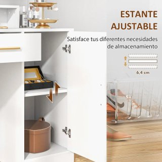 Tocador Maquillaje con Espejo LED y Taburete
