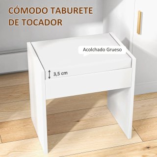 Tocador Maquillaje con Espejo LED y Taburete