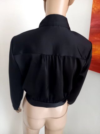 Camicia donna nera con fiocco