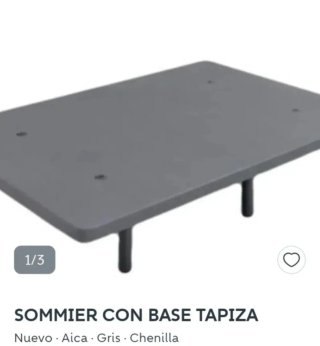 Base tapizada 150x190 cm gris chenilla