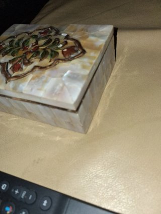 Caja joyero antigua nacar y metal