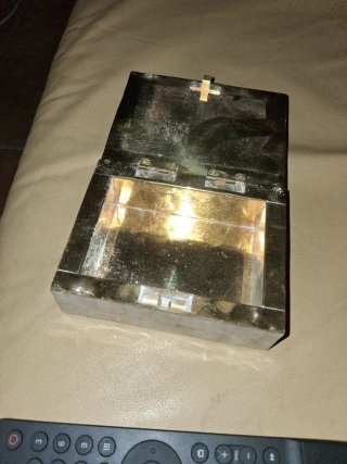 Caja joyero antigua nacar y metal