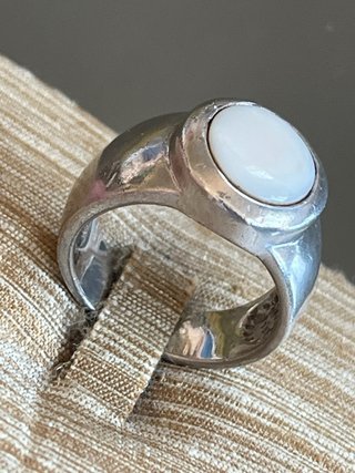 Anello Argento 925 con Pietra Bianca