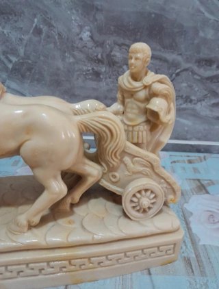 Statua A.Giannetti vintage cavallo e biga