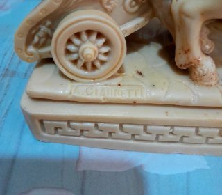 Statua A.Giannetti vintage cavallo e biga