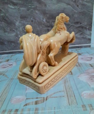 Statua A.Giannetti vintage cavallo e biga
