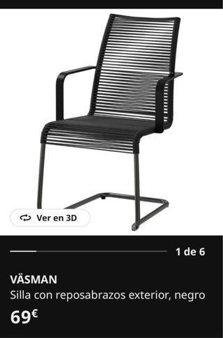 4 Sillas VÄSMAN Ikea exterior, negro