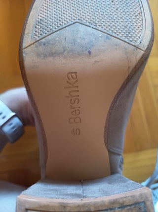 Botines Bershka Beige Tacón Bloque