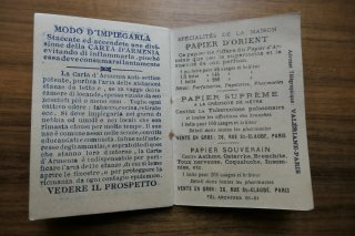 Carta D'Armenia Cartine Purificatrici fine '800