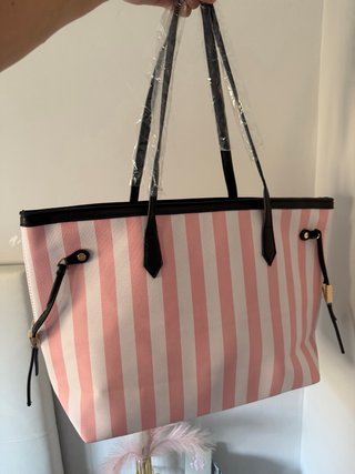 Bolso Victoria's Secret Rayas Rosas y Blancas