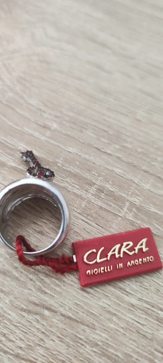 Anello Clara Argenti con chiave rossa Misura 12