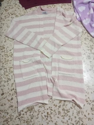 Cárdigan Rayas Rosa y Blanco Talla Única