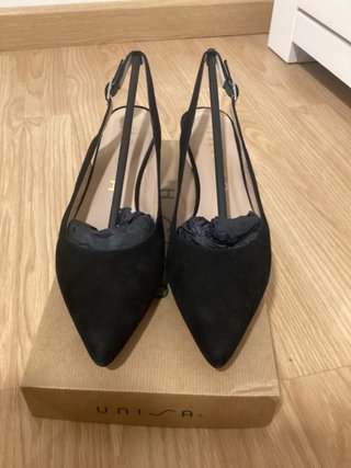 Zapatos Unisa Ante Tacón Negro Talla 38