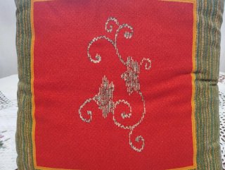 Cuscino etnico vintage verde e rosso
