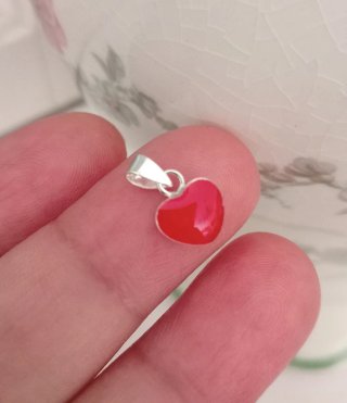 Colgante Corazón Rojo coral  Plata de Ley