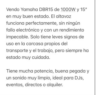 Altavoz Yamaha DBR15 Negro