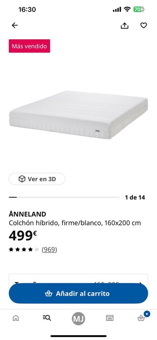 Colchón Ikea Anneland 160